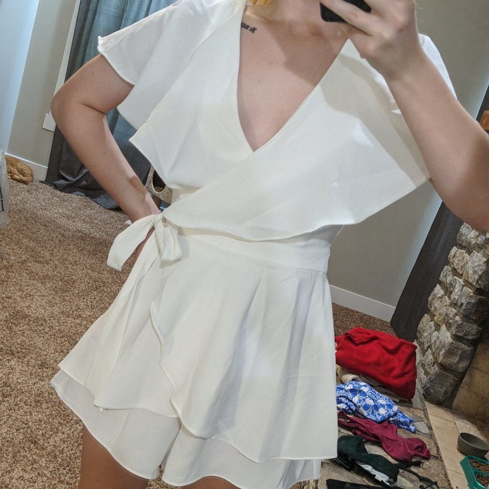 Lulus wrap romper, white
